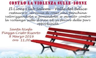 Il Lions Club adotta la panchina rossa a Santa Ninfa. L’8 marzo dedicato alle donne vittime di violenza